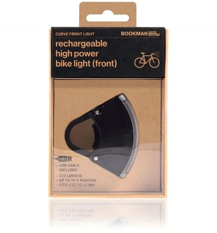 Bookman LUZ Delantera Curve LED USB 22-42mm Faro, Sport, Negro (Negro), Talla Única