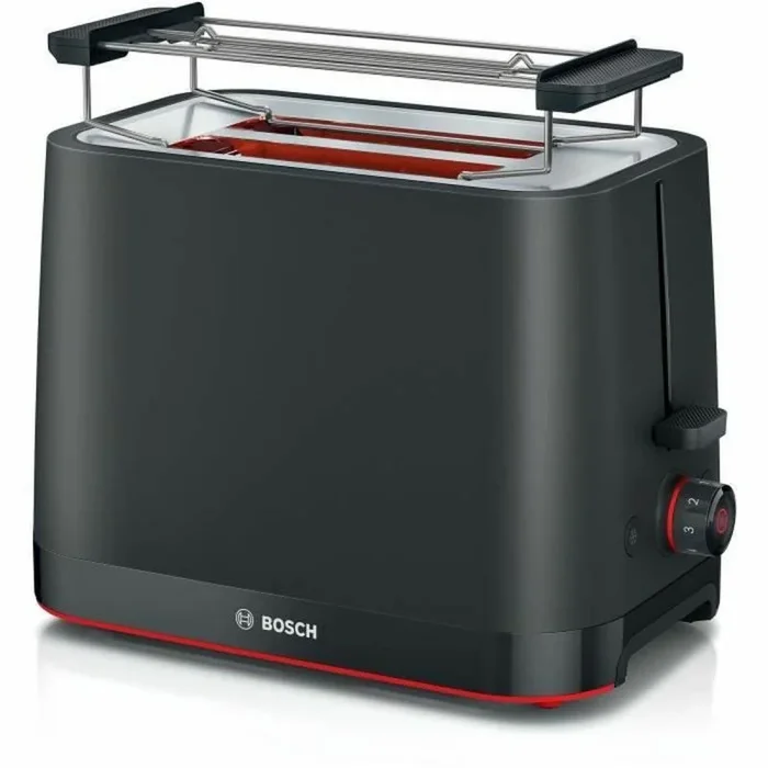 Bosch MyMoment TAT3M123 – Tostadora compacta con rejilla recalentadora plegable extraíble, con función de descongelación, apagado automático, función lift, centrado del pan, ideal para 2