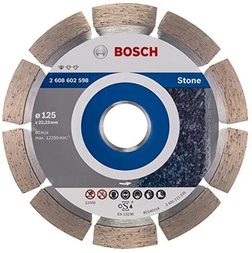 Bosch Professional 1 x Disco Tronzador de Diamante Standard for Stone, para Hormigón, Piedra, Granito, Ø 125 x 22.23 x 1.6 x 10 mm, Accessorios para Amoladoras