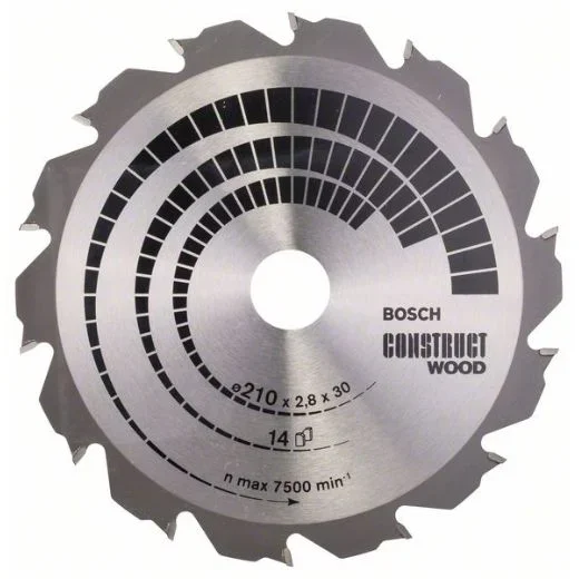 Bosch Professional 2 608 640 634 – Hoja de sierra circular Construct Wood (210 x 30 x 2,8 mm, 14)