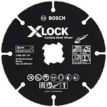 Bosch Professional 260925C127 Disco de Corte Carbide Multi Wheel X-Lock, diámetro 125 mm, diámetro del Orificio diámetro 22,23 mm, Accesorio para Amoladora Angular