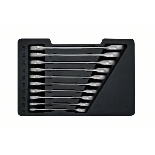 Bosch Professional – Juego de 10 llaves combinadas con función de carraca (8, 10, 12, 13, 14, 15, 16, 17, 18, 19 mm, en caja)