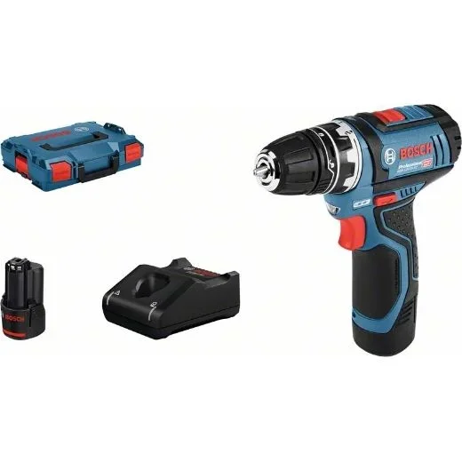 Bosch Professional Atornillador a Batería 12 V, 1 Cabezal Flexiclick, 2 Baterías x 2.0 Ah, en L-Box, Azul, FlexiClick, 30 Nm