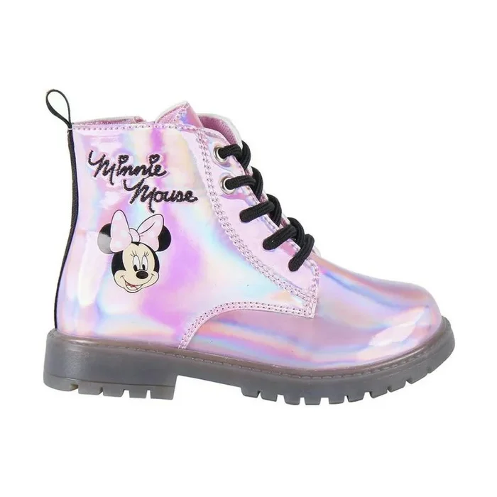 Botas Casual Infantiles Minnie Mouse Rosa Luces LED 28