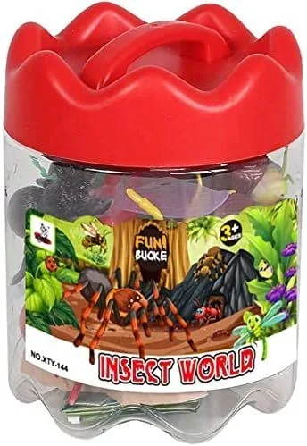 Bote 24 insectos 8 cm con tapiz para jugar