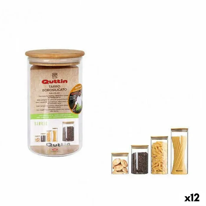 Bote quttin vidrio de borosilicato bambú silicona 850 ml 10,2 x 16,8 cm (12 unidades) (9,5 x 16 cm)