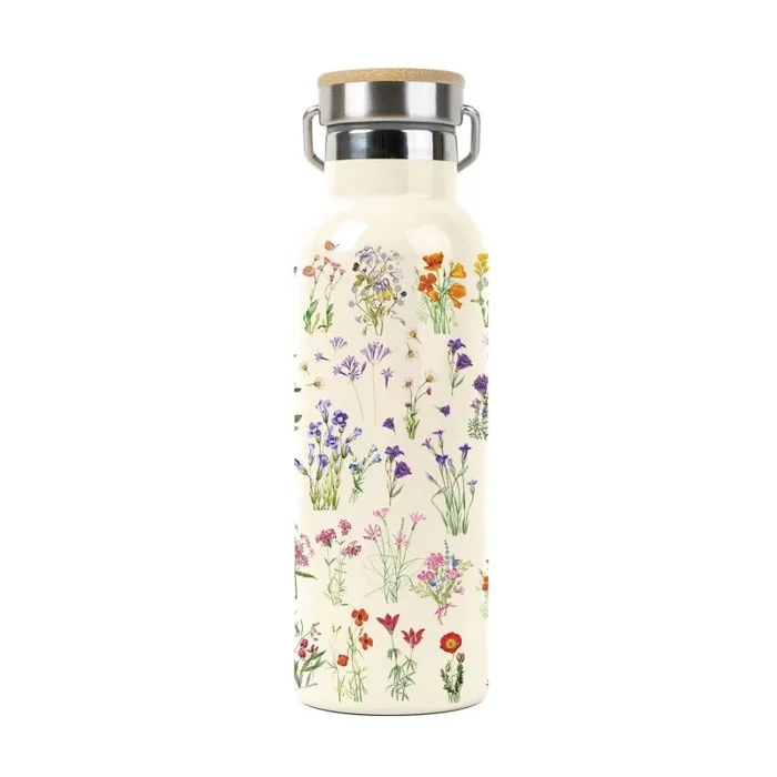 Botella agua acero inoxidable Botanical Wild Flowers – Botella térmica 500ml, Botella agua térmica reutilizable – Aislamiento Doble Pared, Botella isotérmica Frío/Caliente – Accesorios