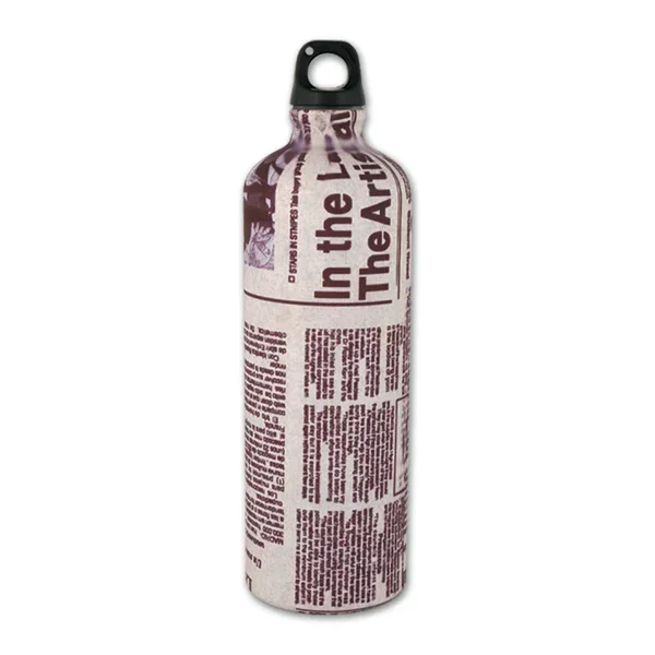 Botella de aluminio Aventuralia de 1 litro de color hoja de periódico 3894