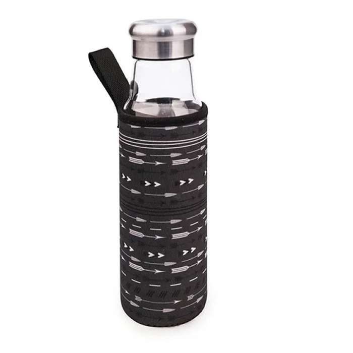 Botella de cristal iris 8207-vfn/ capacidad 550ml/ negra flechas