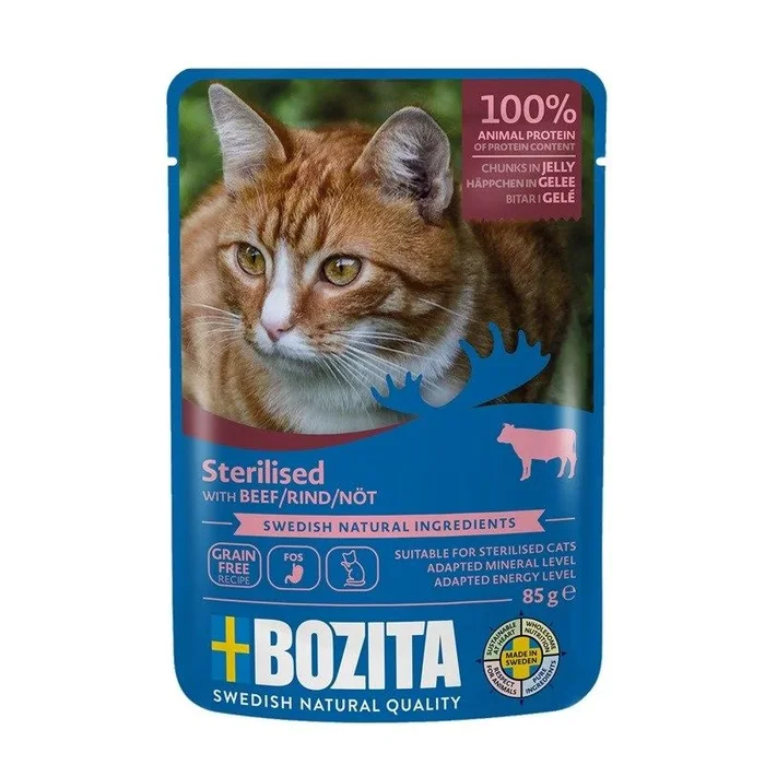 Bozita sterilised beef jellied pieces – wet cat food – 85g
