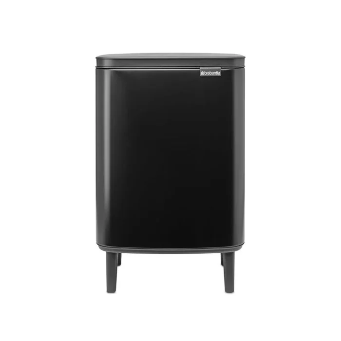 Brabantia – Cubo de basura Bo Hi 12 L con tapa de cierre suave, interior extraíble y asa de transporte – Adecuado para baño, dormitorio y oficina en casa – Matt Black