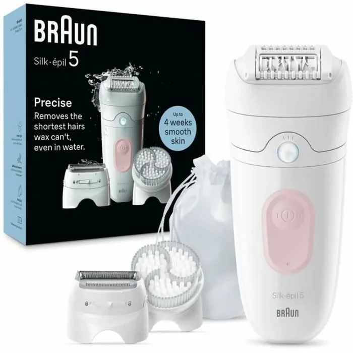 Braun Silk-épil 5, Depiladora Eléctrica Para Una Eliminación Del Vello Fácil, Piel Suave Duradera, 5-060, Blanco/Flamenco