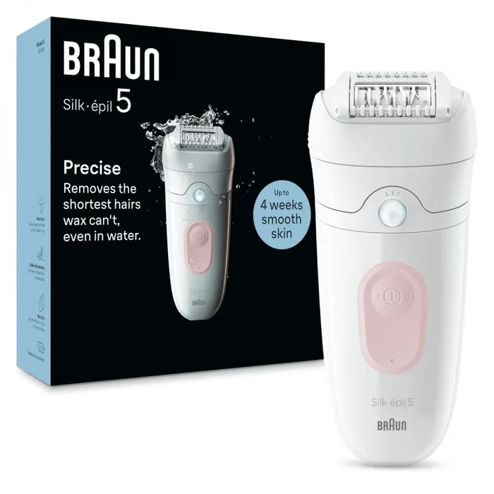 Braun Silk-épil 5 Depiladora para una fácil depilación, húmeda y seca, piel suave y duradera, 5-000, blanco/flamenco