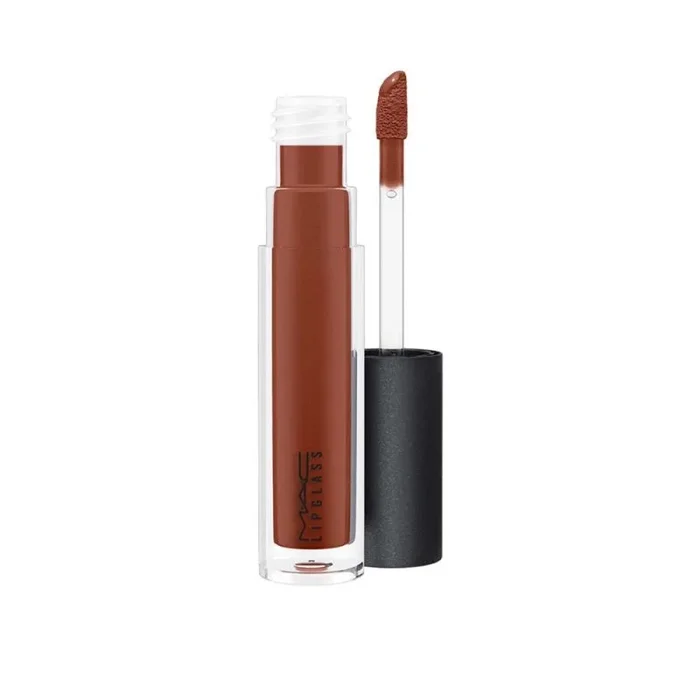 Brillo de labios MAC Lipglass tono 344 Low Cut acabado brillante textura cremosa hidratante color natural y luminoso 3.1 ml