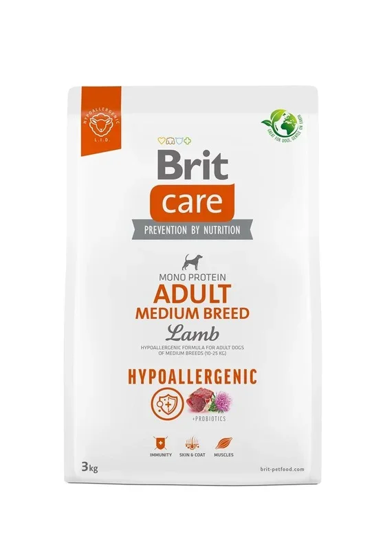 Brit care hypoallergenic adult medium breed lamb – alimento seco para perros – 3 kg