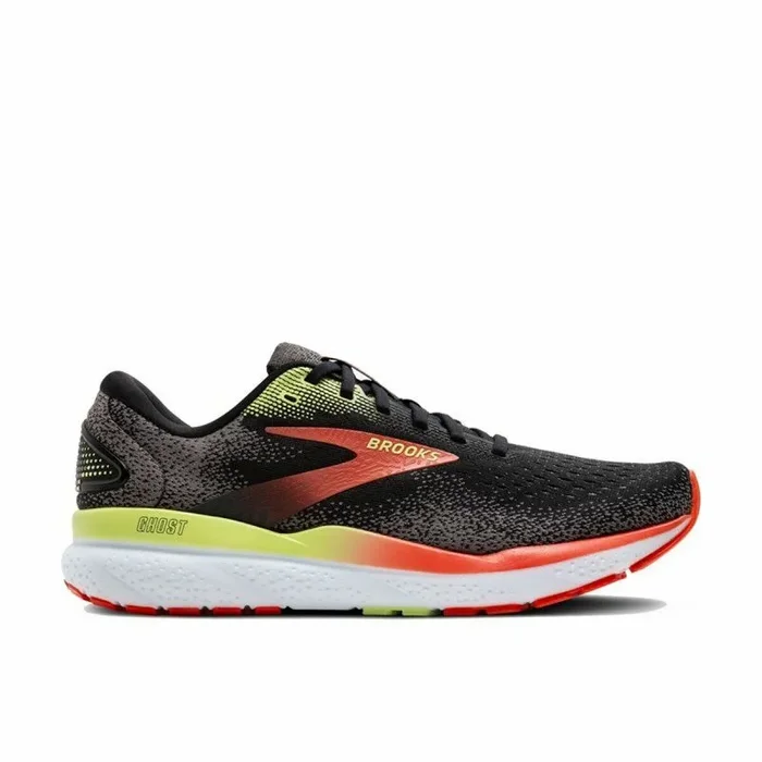 Brooks Ghost 16, Sneaker Hombre, Black Mandarin Red Green, 43 EU