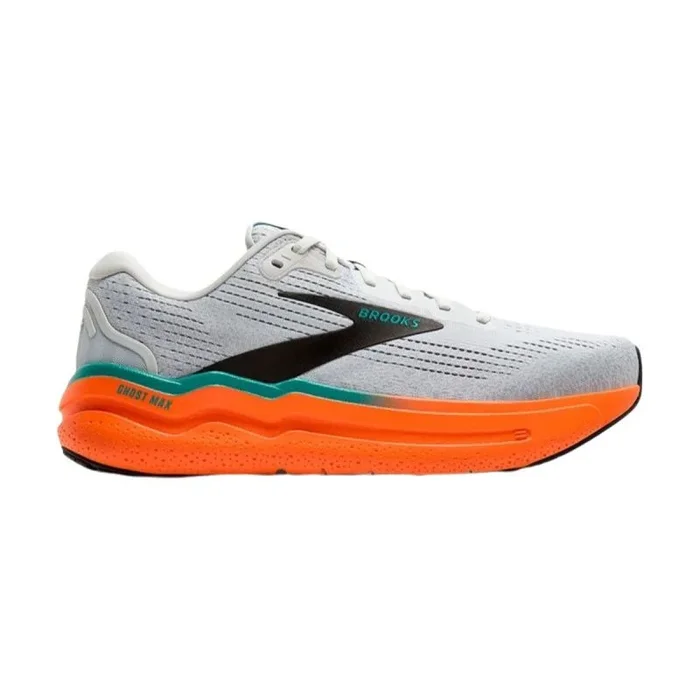 BROOKS Ghost MAX 2, Sneaker Hombre, Hongo ostra/Naranja/Verde Azulado, 40.5 EU