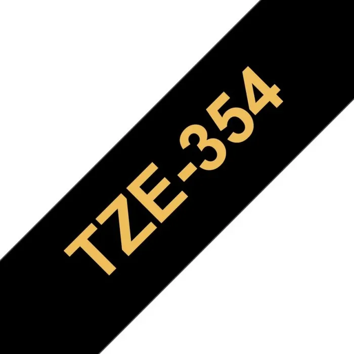 Brother tze354 cinta laminada generica de etiquetas – texto dorado sobre fondo negro – ancho 24mm x 8 metros