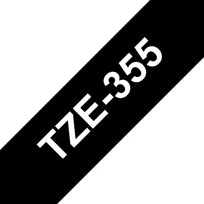 Brother tze355 cinta laminada generica de etiquetas – texto blanco sobre fondo negro – ancho 24mm x 8 metros