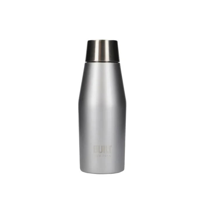 BUILT Botella Termo Antigoteo Hermética 100% Reusable y Libre de BPA de Acero Inoxidable 18/10 330ml Plateado