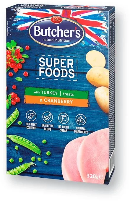 Butcher’s Pet Care Super Foods Perro Premio Arándano, Turquía 320 g