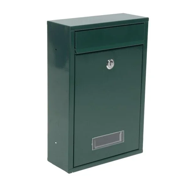 Buzon de correo larissa acero galvanizado verde 32×21,5×8,5 cm cerradura cilindrica antilluvia