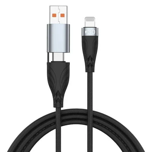 Cable 2 en 1 USB/Tipo-C a 8 Pines Adc-008 Pd 30W Carga Rápida 1 m