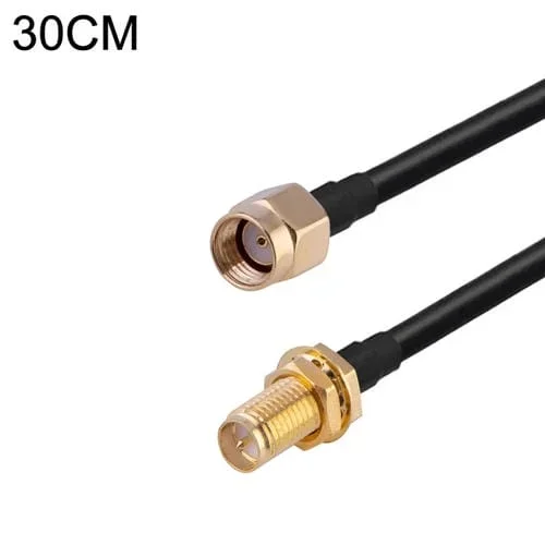 Cable Adaptador Coaxial Rp-Sma Macho a Rp-Sma Hembra Rg174 Rf Longitud 30 cm