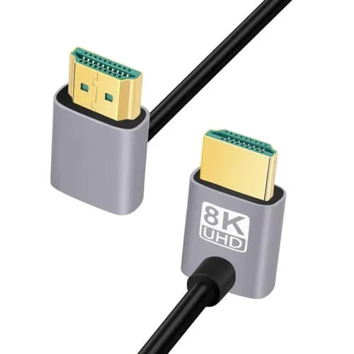 Cable Adaptador de Audio y Vídeo HDMI Macho a HDMI Macho con Codo Doble Curvatura Hacia Arriba 0,5 m