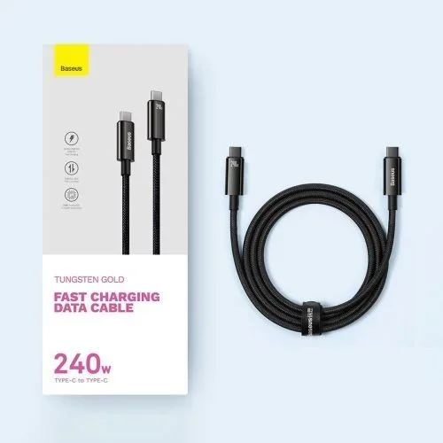 Cable+Baseus+Tungsten+Gold+USB+Type+C+MM+240w+2m+Negro