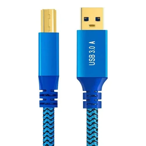 Cable Conector USB 3.0 Macho a B Macho para Impresora y Disco Duro 3 M (Azul)