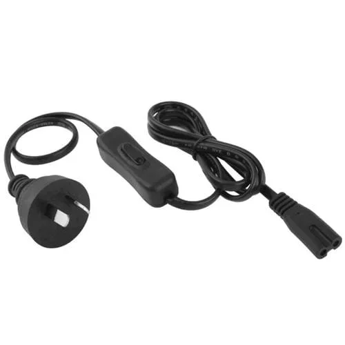 Cable de alimentación CA 2 clavijas estilo AU con interruptor 304, 1,2 m (Negro)