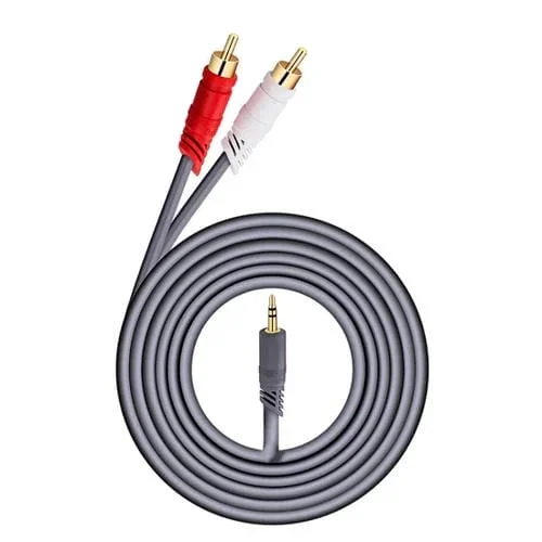 Cable de Audio Jinghua 3,5mm a 2 RCA para Consola de Juegos Exterior 10 M (Gris)