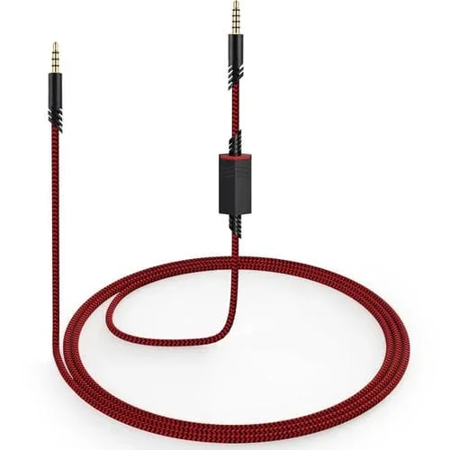 Cable de audio trenzado para auriculares para juegos Logitech Astro A10/A40/A30, estilo: cuadrado rojo y negro.