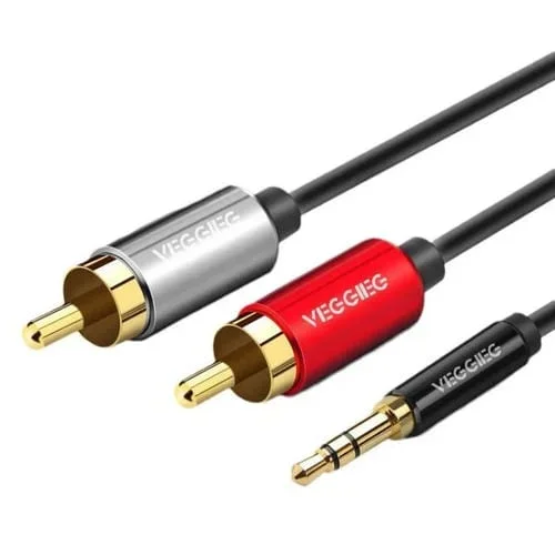 Cable de audio VEGGIEG 3,5 mm a 2 RCA para altavoces móvil y ordenador (5 m)