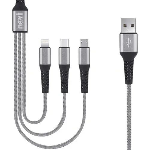 Cable de carga Ivon Ca39 2.4A Max 8 Pin + Tipo-C + Micro Usb 3 en 1 1.2M