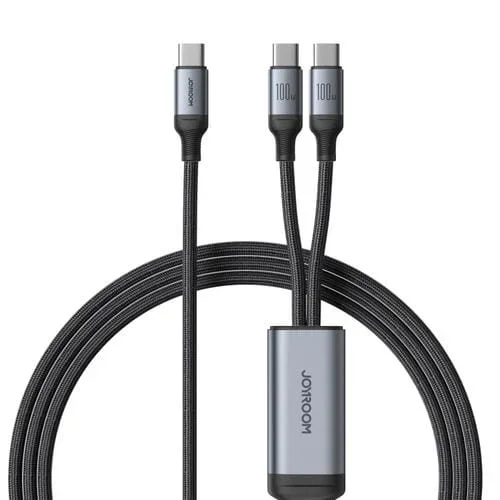Cable de carga Joyroom A21 100W Tipo-C a Dual Tipo-C 2 en 1 1,5 m (Negro)