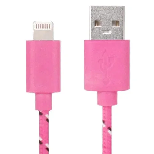 Cable de carga USB 8 Pines para iPhone iPad 1 m (Magenta)