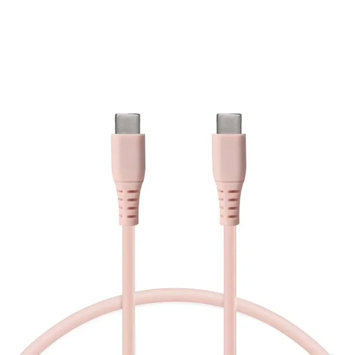Cable de Carga USB-C a USB-C KSIX, Compatible Carga Ultra rápida y transmisión Datos, 1 Metro, Rosa