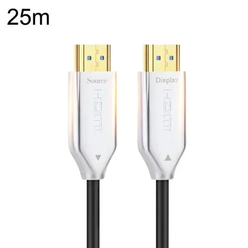 Cable de Conexión de Monitor de Fibra Óptica HDMI Versión 2.0 4K 25 Metros (Blanco)