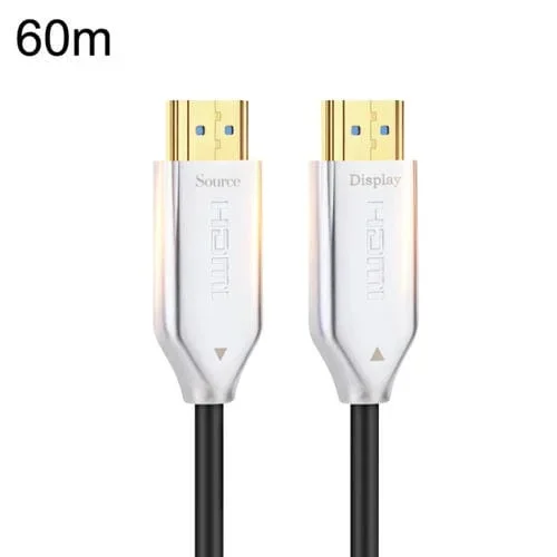 Cable de Conexión de Monitor Fibra Óptica HDMI Versión 2.0 Ultra Clara 4K 60 m con Eje (Blanco)