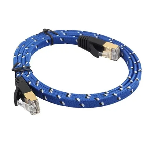 Cable de Conexión Ultraplano Cat-7 10 Gigabit Ethernet Chapado en Oro 1 M con Conector RJ45 Blindado para Red Lan Enrutador Módem