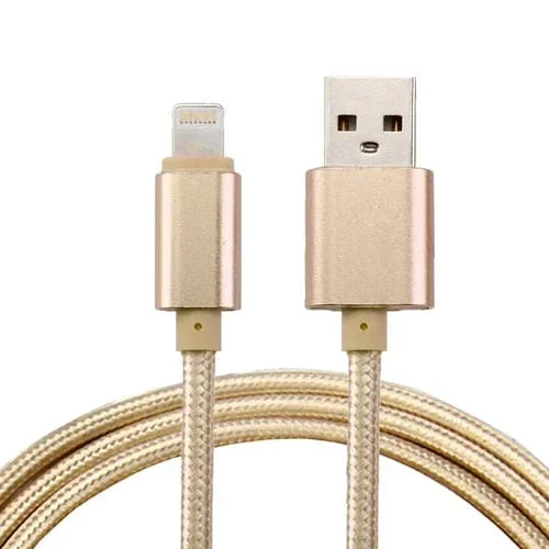 Cable de Datos 8 Pines a USB 2.0 Metal Tejido 1 m 84 Núcleos (Dorado)