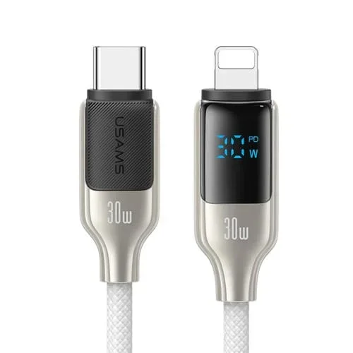Cable de Datos Usams SJ741 USB-C a Pantalla Digital 8 Pines 30W 1,2 m (Titanio)