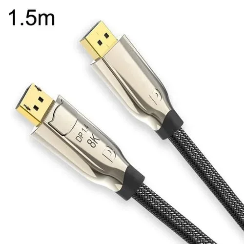 Cable DP 1,5 m Versión 1.4 Interfaz Chapada en Oro Alta Definición 8K para Computadora (Dorado)