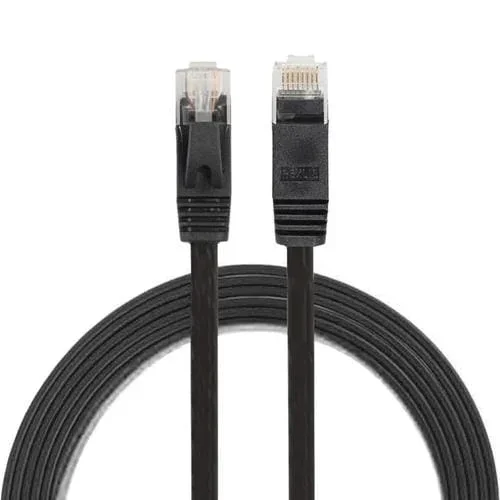 Cable LAN Ethernet Plano Ultrafino Cat6 de 1,8 m con Conector RJ45 (Negro)