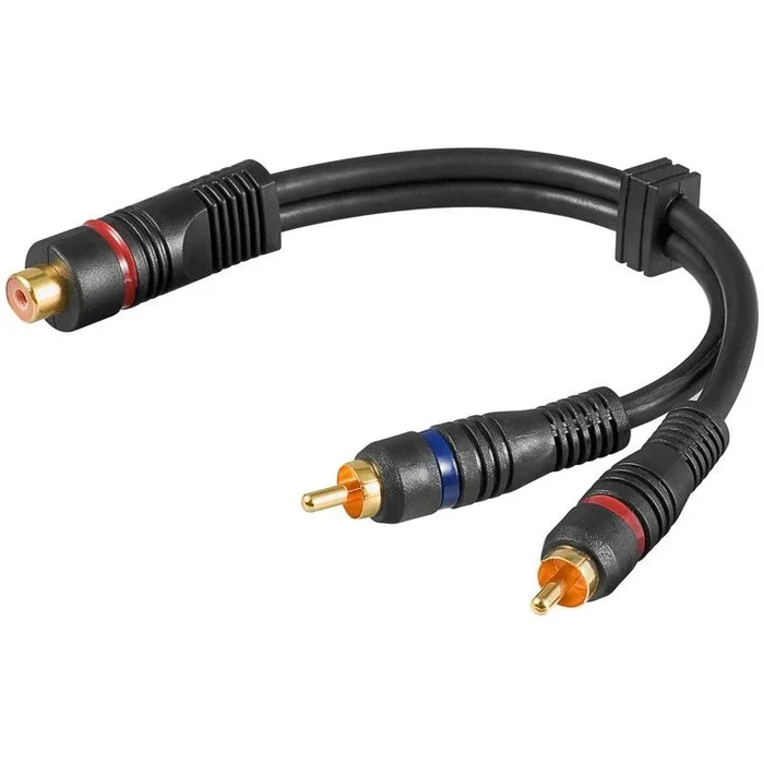 Cable RCA 2 Machos A 1 RCA Hembra 0,2mts HQ