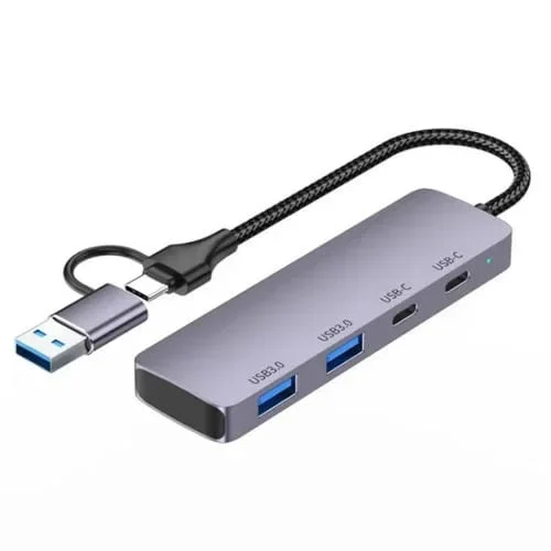 Cable T-32C 2 en 1 USB 3.0 con Estación de Acoplamiento Aleación de Aluminio y Concentrador Tipo C 4 Puertos