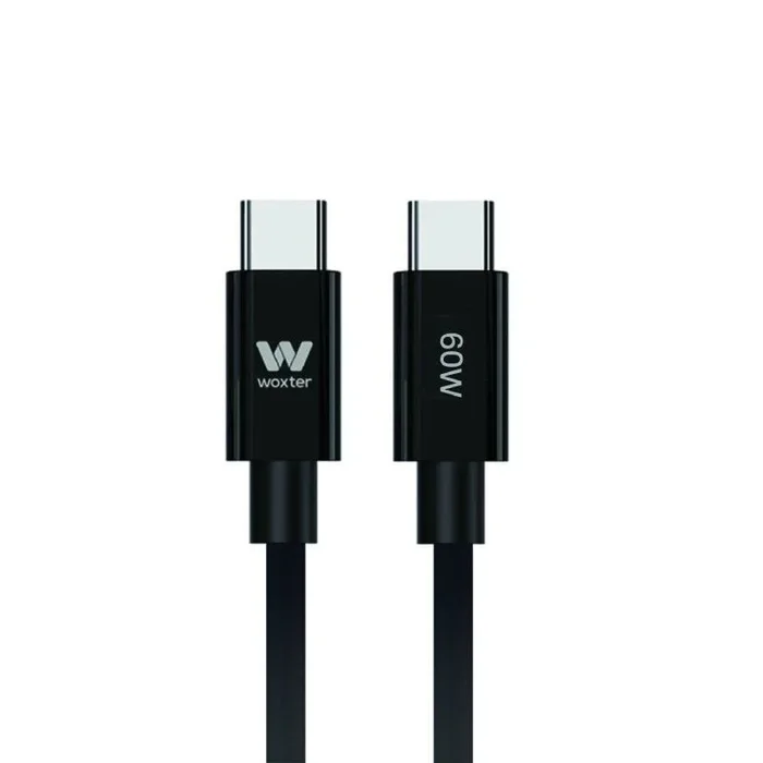 Cable usb 2.0 tipo-c woxter pe26-192/ usb tipo-c macho – usb tipo-c macho/ hasta 60w/ 480mbps/ 1.2m/ negro