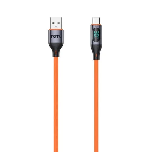 Cable USB A a USB-C Totu CB-7-T 30W Carga Rápida Pantalla Digital 1 m (Naranja)